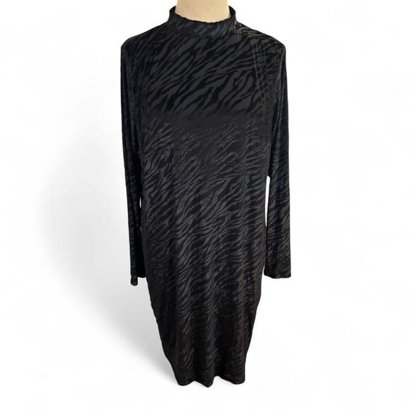 Lane Bryant Women’s Black Zebra Burnout Bodycon Mock Neck Dress Size 18 - Picture 2 of 10